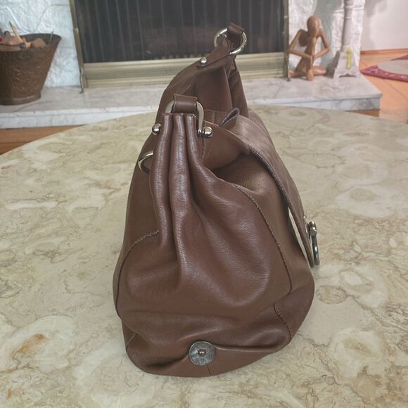 Lamarthe Paris Leather Hobo Shoulder Bag Brown - Picture 6 of 15